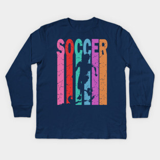 Soccer - Football - Retro Typographic Design Kids Long Sleeve T-Shirt