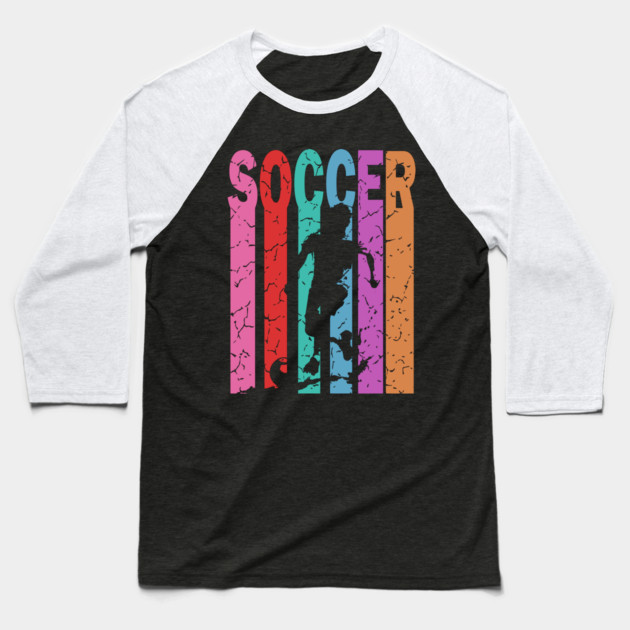 Soccer - Football - Retro Typographic Design Baseball T-Shirt by TuncGK