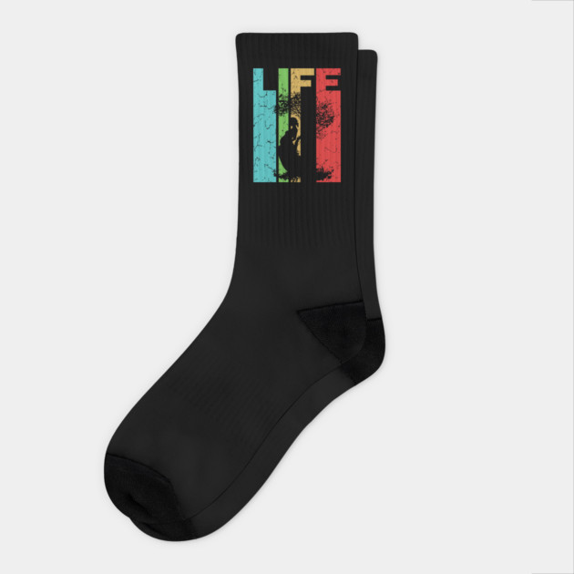 Life - Miracle Everywhere All the Time - Retro Typographic Design Socks by TuncGK