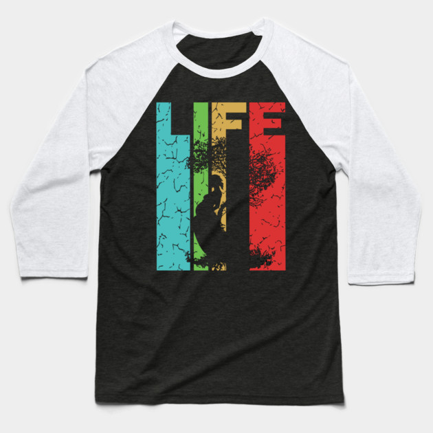 Life - Miracle Everywhere All the Time - Retro Typographic Design Baseball T-Shirt by TuncGK
