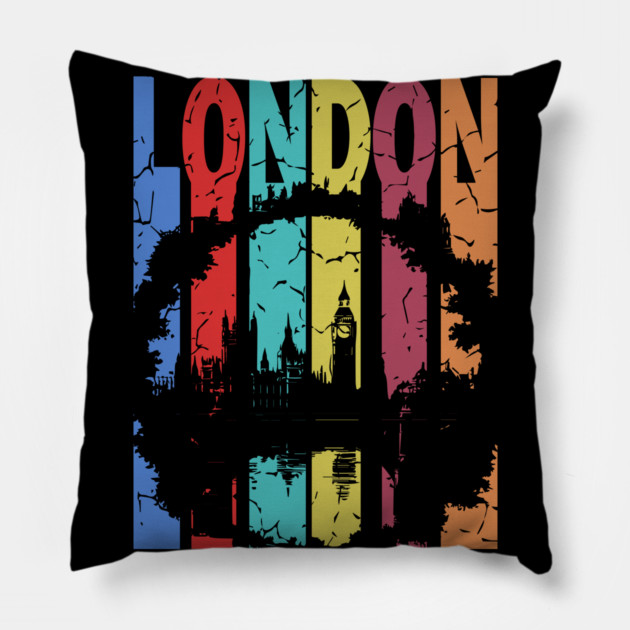 London - The Smoke City of England - Retro Typographic Design Pillow by TuncGK