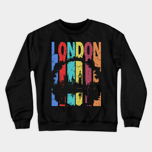 London - The Smoke City of England - Retro Typographic Design Crewneck Sweatshirt