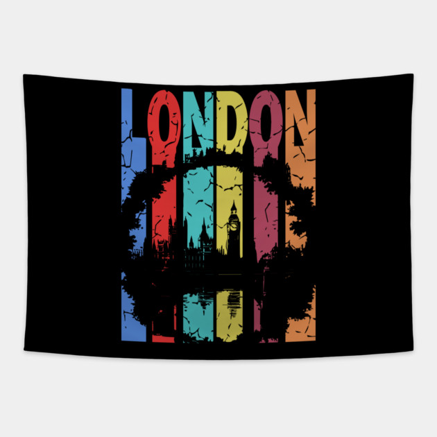 London - The Smoke City of England - Retro Typographic Design Tapestry by TuncGK