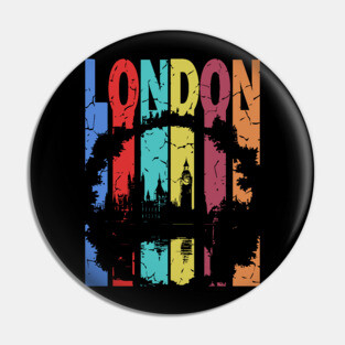 London - The Smoke City of England - Retro Typographic Design Pin