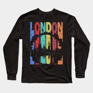 London - The Smoke City of England - Retro Typographic Design Long Sleeve T-Shirt