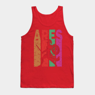 Ares - The God of War - Retro Typographic Design Tank Top