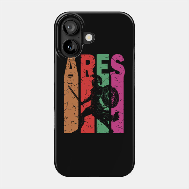 Ares - The God of War - Retro Typographic Design Phone Case by TuncGK