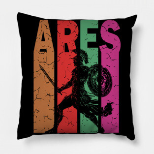 Ares - The God of War - Retro Typographic Design Pillow
