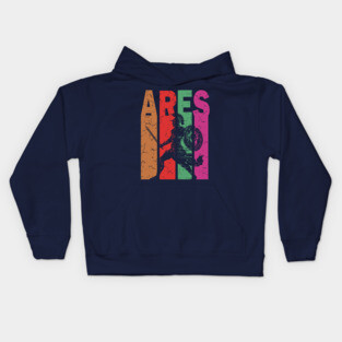 Ares - The God of War - Retro Typographic Design Kids Hoodie