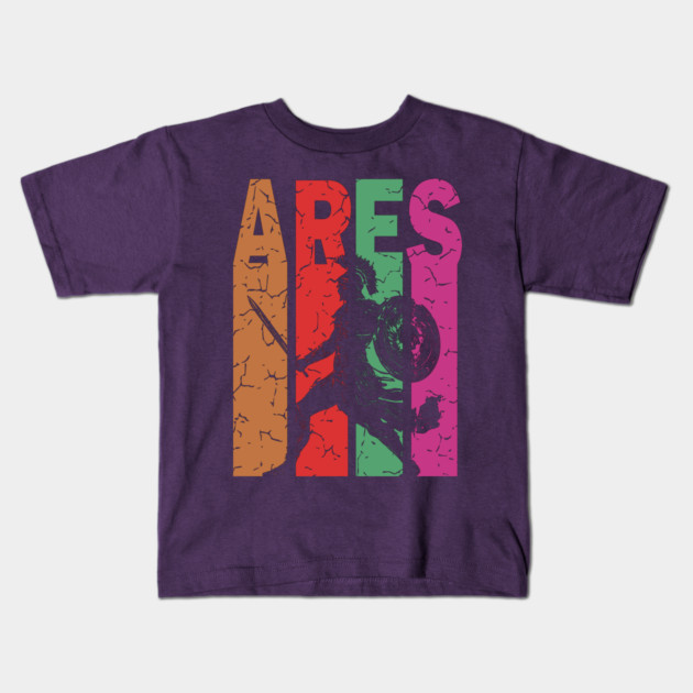 Ares - The God of War - Retro Typographic Design Kids T-Shirt by TuncGK