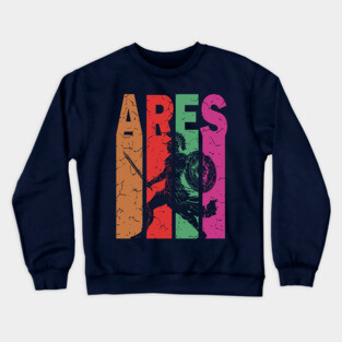 Ares - The God of War - Retro Typographic Design Crewneck Sweatshirt
