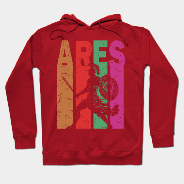 Ares - The God of War - Retro Typographic Design Hoodie by TuncGK