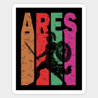 Ares - The God of War - Retro Typographic Design Sticker