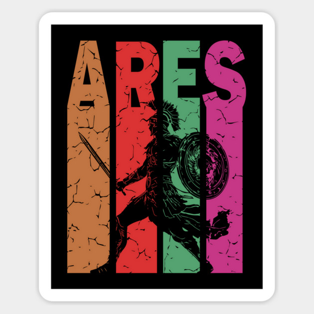 Ares - The God of War - Retro Typographic Design Magnet by TuncGK