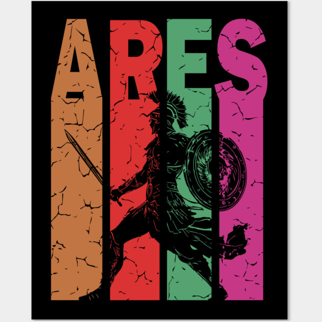 Ares - The God of War - Retro Typographic Design Wall Art by TuncGK