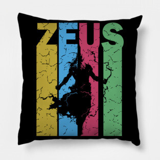 Zeus - The God of Thunder - Retro Typographic Design Pillow