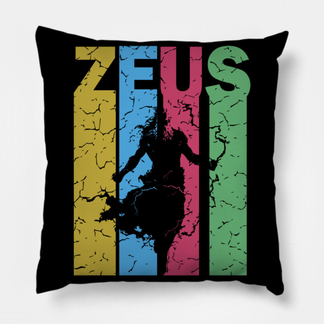 Zeus - The God of Thunder - Retro Typographic Design Pillow by TuncGK