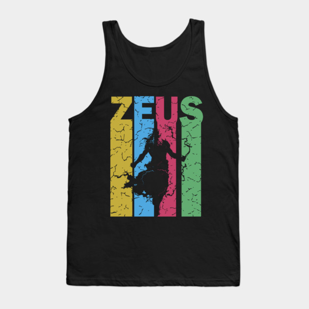 Zeus - The God of Thunder - Retro Typographic Design Tank Top by TuncGK