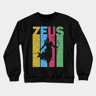 Zeus - The God of Thunder - Retro Typographic Design Crewneck Sweatshirt