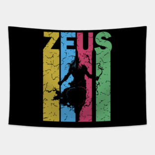 Zeus - The God of Thunder - Retro Typographic Design Tapestry