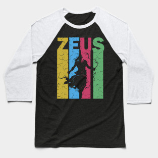 Zeus - The God of Thunder - Retro Typographic Design Baseball T-Shirt