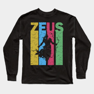 Zeus - The God of Thunder - Retro Typographic Design Long Sleeve T-Shirt