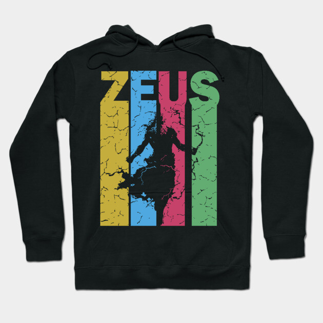 Zeus - The God of Thunder - Retro Typographic Design Hoodie by TuncGK