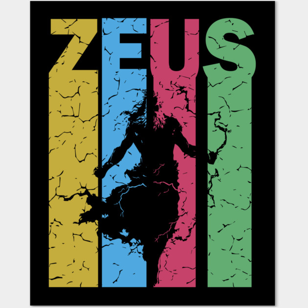 Zeus - The God of Thunder - Retro Typographic Design Wall Art by TuncGK
