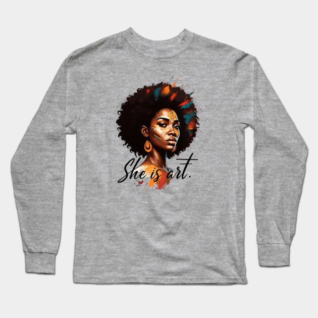 She is Art Long Sleeve T-Shirt by UrbanLifeApparel