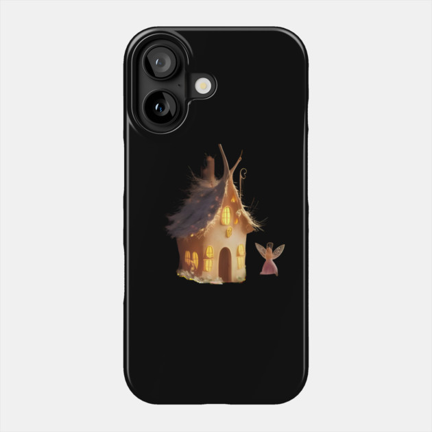 Fairy Tale Like House Made from a Tree or Natural Materials, with Warm Glowing Phone Case by animegirlnft