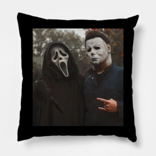 Vintage 90s Halloween Ghost face Scream Michael Myers, Horror Killer Characters Club Pillow