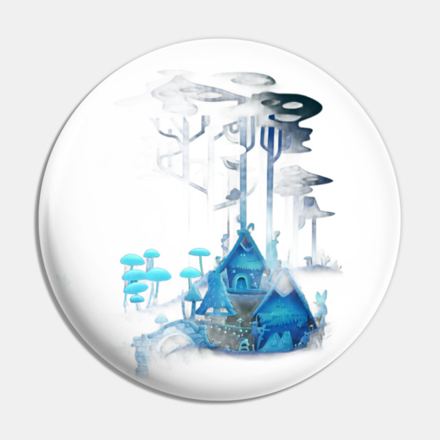 Blue Castle Surrounded by Cloud Like Mushrooms and Trees, Creating a Dreamy Fantasy Landscape Pin by animegirlnft