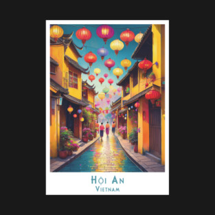 Retro Vintage Hoi An Lantern Streets, Vietnam Tradition T-Shirt