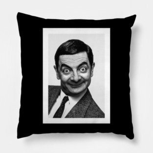Mr bean black and white tshirt Pillow