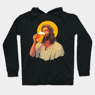Beer with Jesus Funny Parody Hoodie