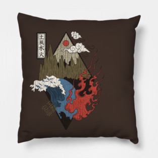 Zen Alchemy Japanese Four Elements Water Air Fire Earth Pillow