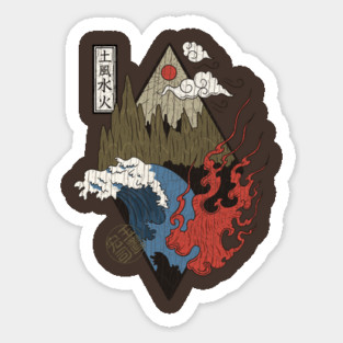 Zen Alchemy Japanese Four Elements Water Air Fire Earth Sticker
