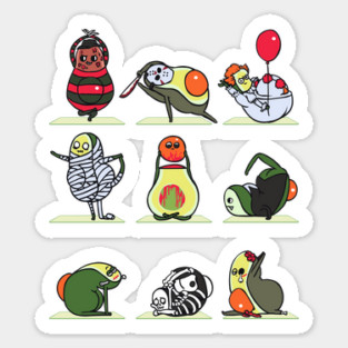 Avocado Yoga Halloween Monsters Sticker