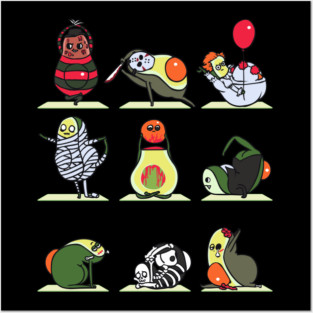 Avocado Yoga Halloween Monsters Posters and Art