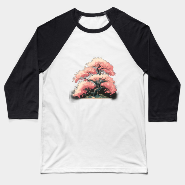 Beautifully Stylized Bonsai Tree with Vibrant Pink Foliage Baseball T-Shirt by animegirlnft