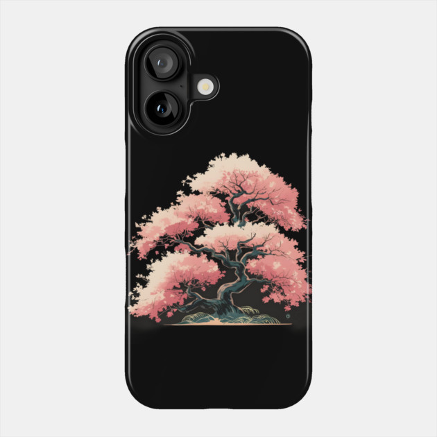 Beautifully Stylized Bonsai Tree with Vibrant Pink Foliage Phone Case by animegirlnft