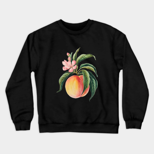 Encore  Peach on a Branch, Accompanied by Green Leaves and a Pink Peach Blossom Crewneck Sweatshirt by animegirlnft