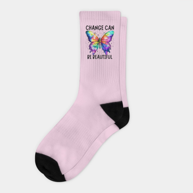 Change Can Be Beautiful Butterfly Art Design Socks by The WYLD Tribe