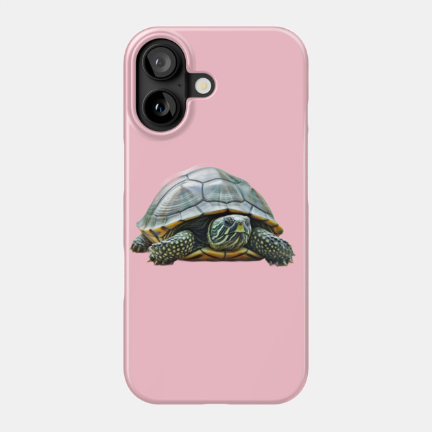 Turtle with a Beautifully Patterned Shell and Skin, Facing Forward Phone Case by animegirlnft
