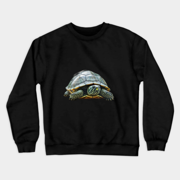 Turtle with a Beautifully Patterned Shell and Skin, Facing Forward Crewneck Sweatshirt by animegirlnft