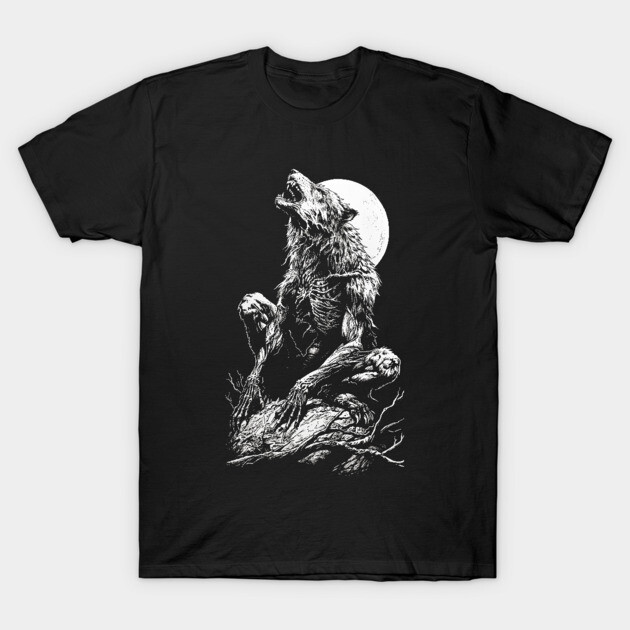 Werewolf Howling Transformation Horror T-Shirt by AltrusianGrace