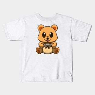 cute honey bear and jar of honey Kids T-Shirt