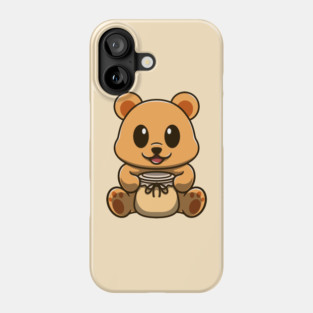 cute honey bear and jar of honey Phone Case