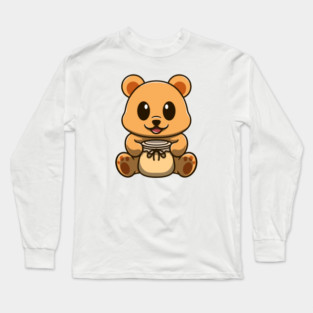 cute honey bear and jar of honey Long Sleeve T-Shirt