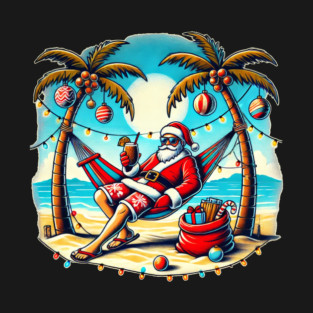 Retro Vintage Santa's Tropical Christmas Vacation T-Shirt